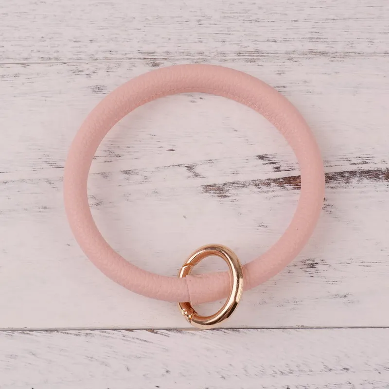 DZ0089 pink Резиновые Новая мода монограмма ПУ кожа O брелок пользовательский круг браслет брелок для женщин девочек DZ0089 - Цвет: DZ0089 pink