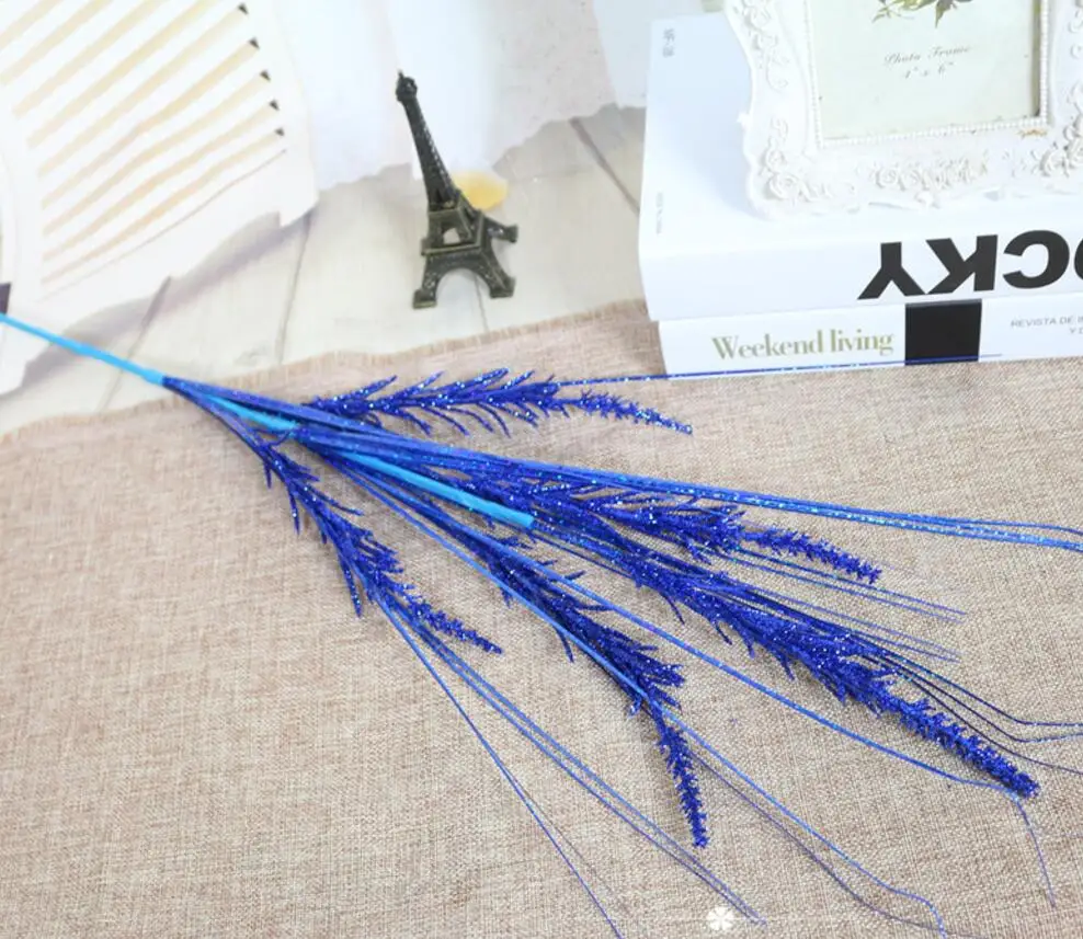 

5pcs Artificial Glitter Powder Bulrush Grass For Flower Arrangement Accessories For Home Wedding Garden Decoration
