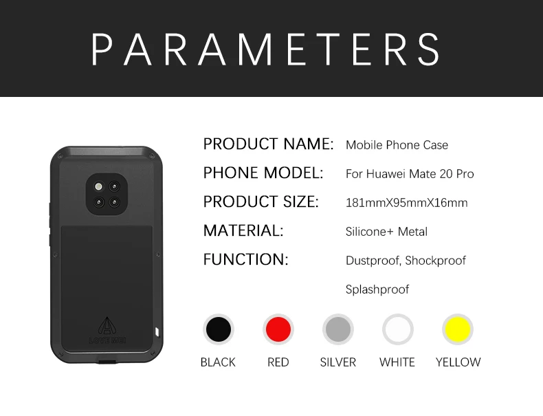 Чехол LOVE MEI для Huawei Mate 20 pro Роскошный Алюминиевый металлический бронированный