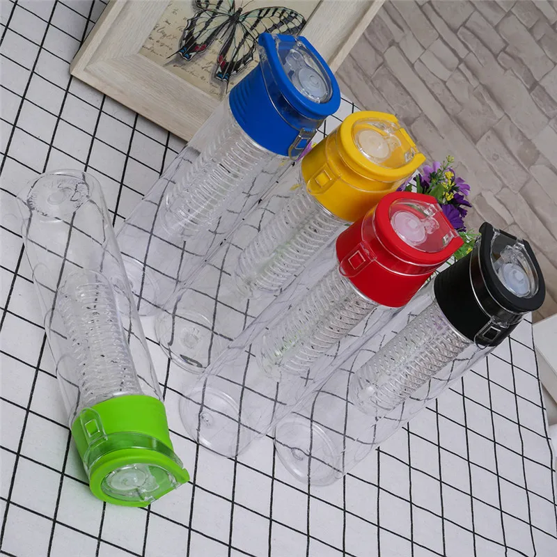 BPA бесплатные пластиковые бутылки для воды Велоспорт Спорт Фрукты Заварки бутылка для лимона сок велосипед Флип крышка контейнер