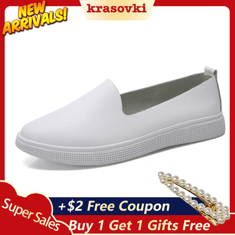 Krasovki/тонкие туфли; женские весенние кожаные туфли на плоской подошве, пропускающие воздух; Прямая поставка; Модные Повседневные туфли с мягкой подошвой