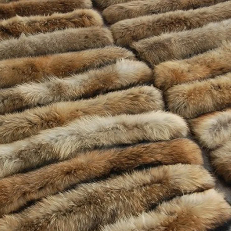 Женский толстый большой меховой шарф из натурального меха енота для пальто с