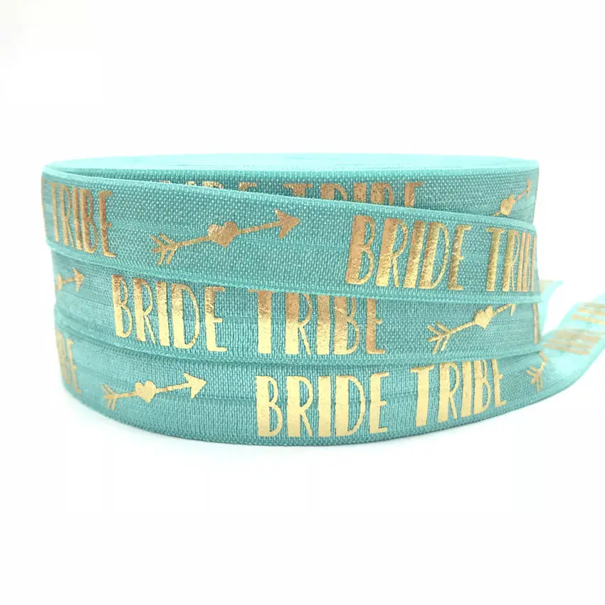10Y золото Фольга надпись Bride Tribe принт на голову эластичная повязка для головы с