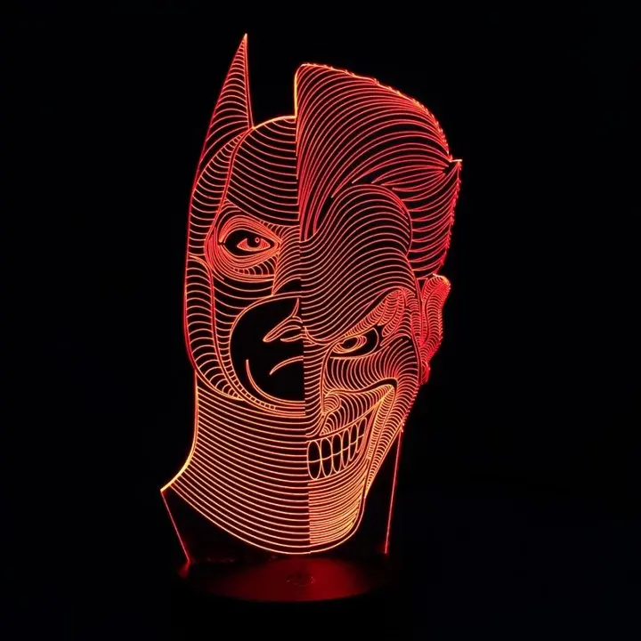 Batman Joker Face USB новинка подарок с изображением из «Звездных войн 3D настольная лампа светодиодный ночник домашний декор сенсорный выключатель настольной лампы свет BB8 Дарт Вейдер йода Бэтмен x-крыла - Цвет абажура: Batman Joker Face