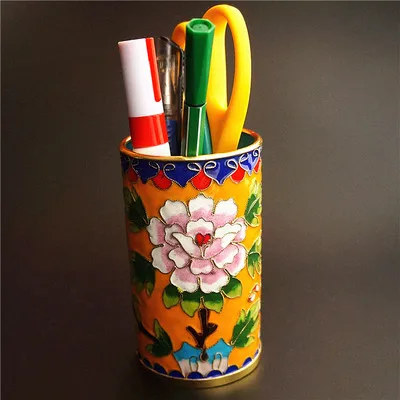 Китайский стиль особенности Пекин cloisonne держатель ручки медная шина Золотой провод держатель ручки - Цвет: Оранжевый