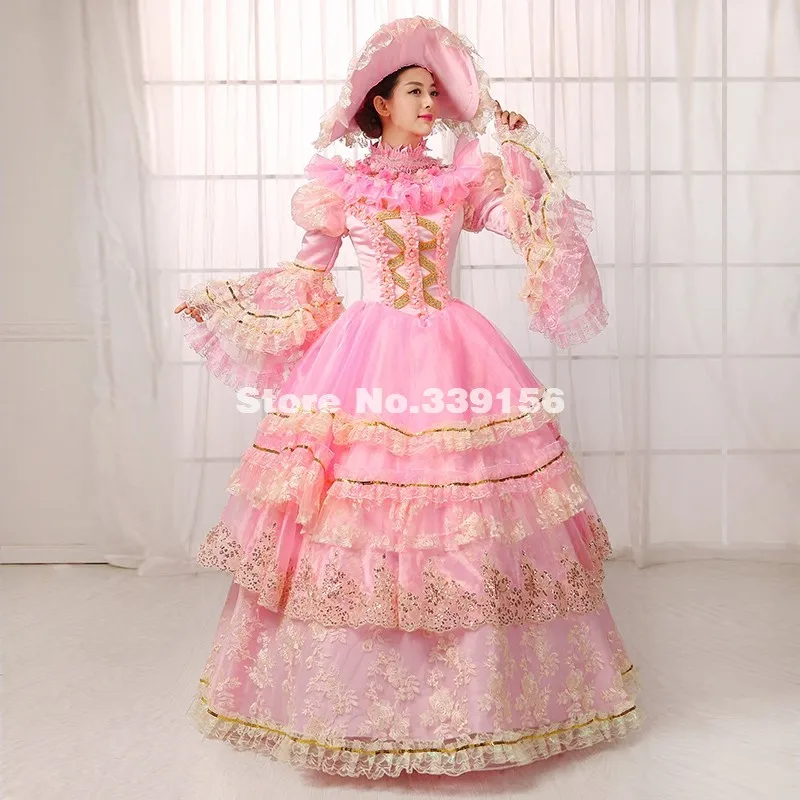 Распродажа розовое кружевное платье Рококо Мария Антуанетта сценическая одежда