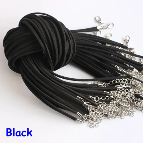 Black 50 шт./лот, 17-19 дюймов, регулируемое, смешанный цвет, черное ожерелье, Корея, бархатный шнур, 3 мм, для изготовления ювелирных изделий своими руками(K05059 - Цвет: Black