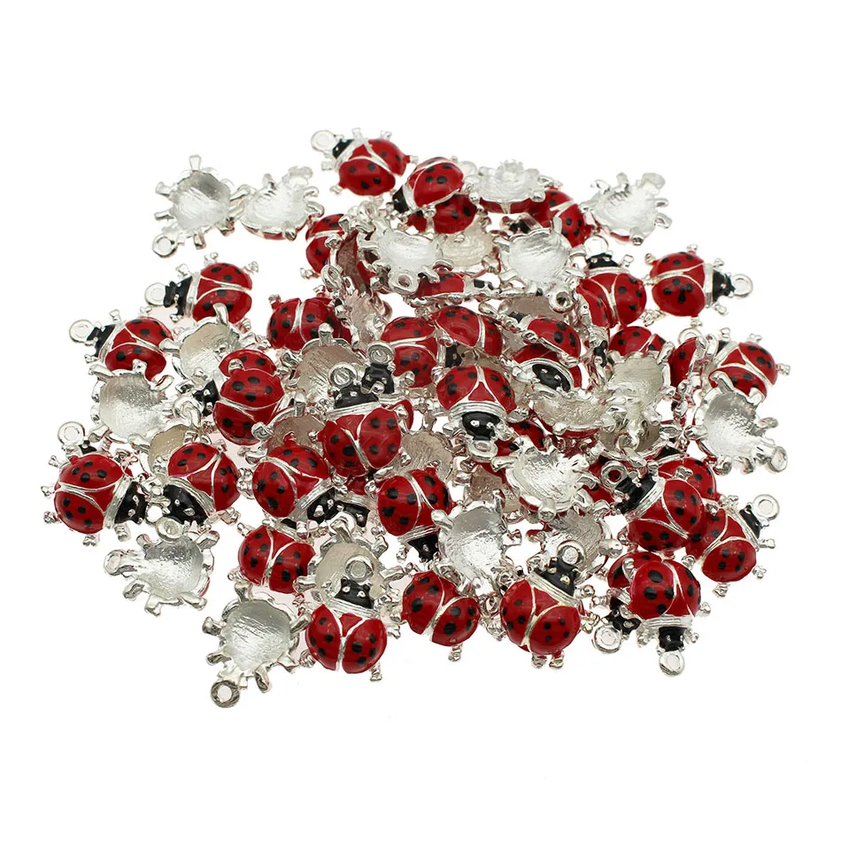 

Classics 20pcs Colorful Enamel Zinc Alloy Pendant Charm Ladybird Classic Necklace Pendant DLY Accessories DIY Jewelry Crafts