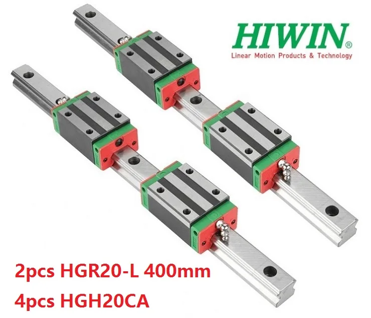 

2pcs 100% Original New Hiwin HGR20 -L 400mm linear guide/rail + 4pcs HGH20CA linear narrow blocks for CNC router