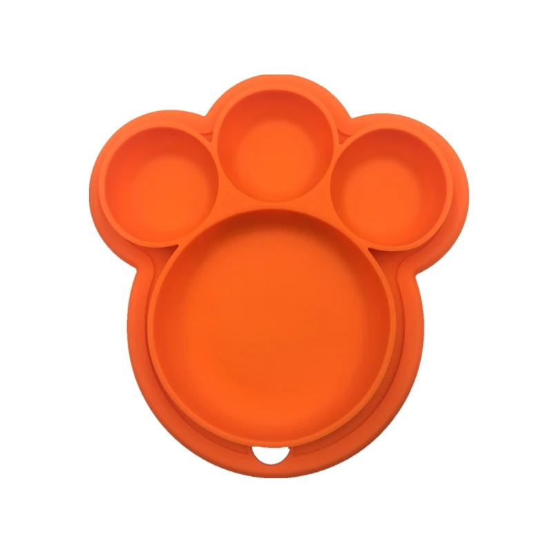 orange paw Распродажа! тарелка Микки для детей с крышкой силиконовая детская чаша всасывания BPA бесплатно Кормление детская посуда детская столовая посуда - Цвет: orange paw