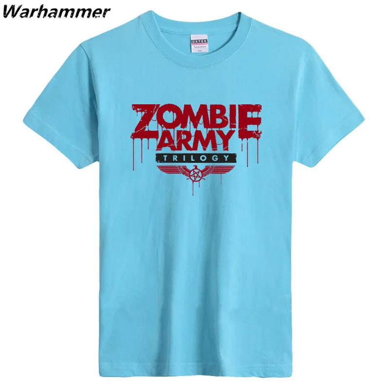Летняя Модная стильная футболка Warhammer Мужская из флока с принтом зомби армейская