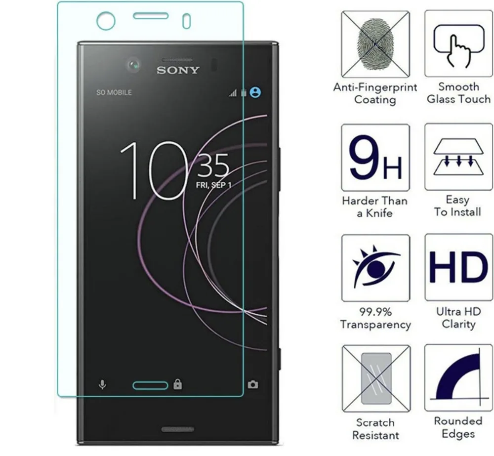 9 H HD 2.5D закаленное Стекло es для sony Xperia XZ1 компактный Экран Protector Ultra Clear царапинам |