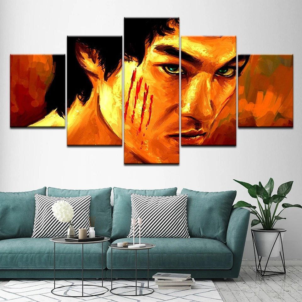 5 панелей &quotКитайский кун фу&quot Брюс Ли Печать холст картина украшения дома