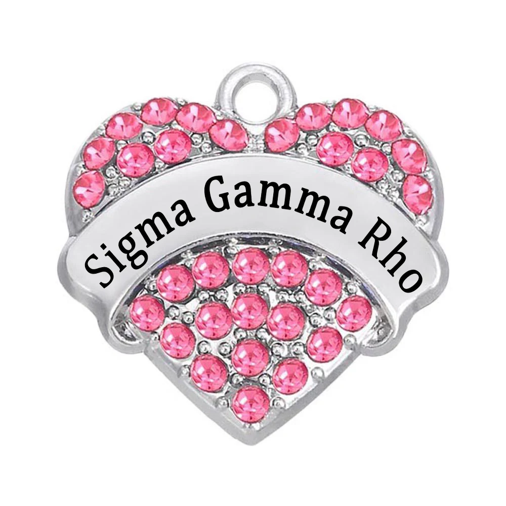 Популярная инкрустированная Подвеска со стразами в форме сердца sigma gamma rho