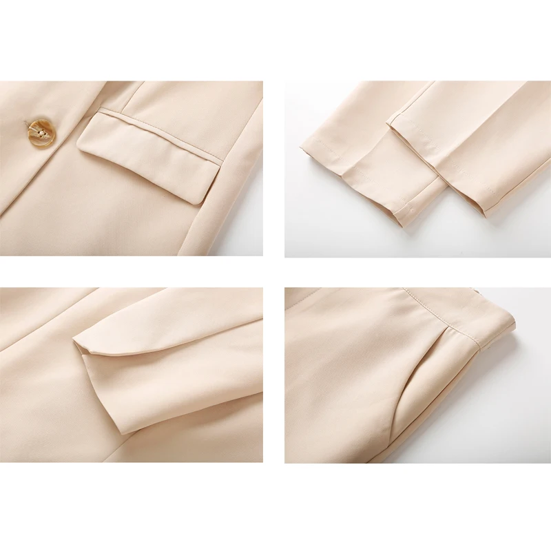 Elegant Double Breasted Women Pant Suit Slim Blazer &amp Elastic Waist Pencil OL Style 2 Pieces Set 2018 Autumn | Женская одежда