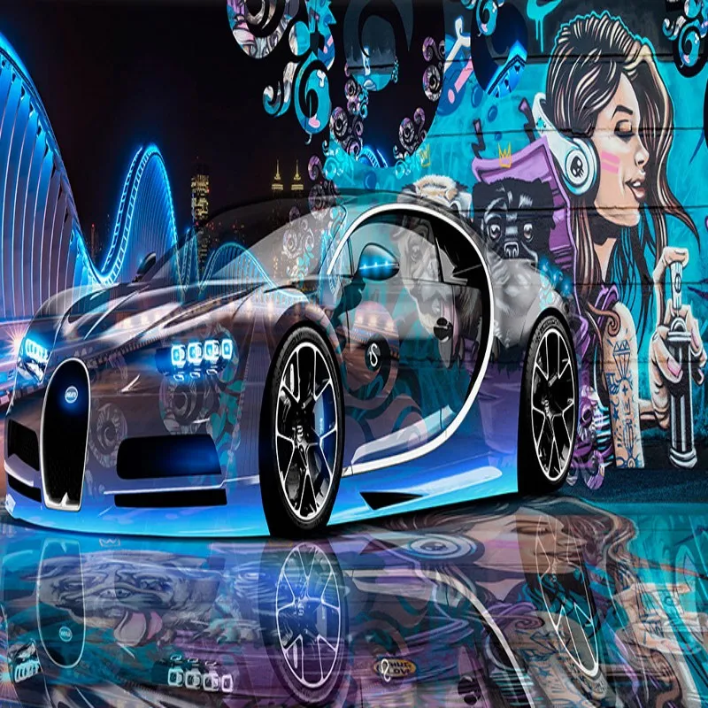 Фото обои уличный граффити спортивный автомобиль фон бар КТВ игровая комната