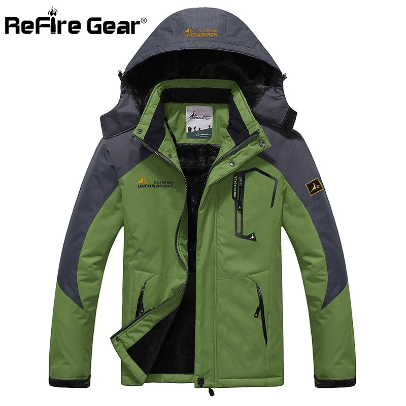 ReFire Gear зимняя теплая водонепроницаемая ветровка мужская Толстая флисовая