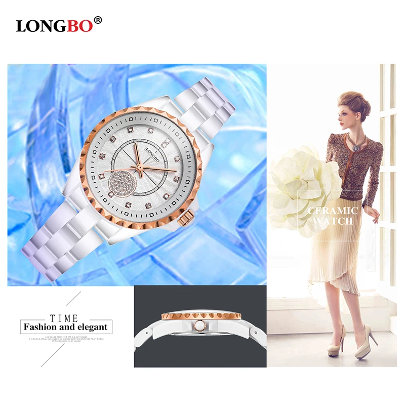 LONGBO женские часы Роскошные повседневные Кварцевые керамические relojes mujer модные