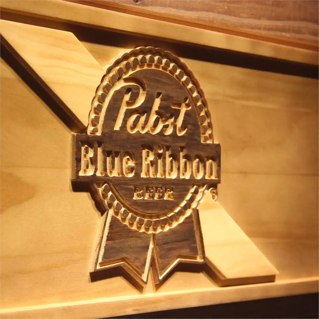 Pabst голубая лента пива 3D деревянный знак бара|Таблички и знаки| |
