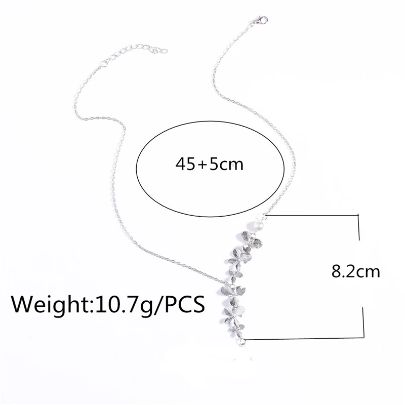 Орхидея цветок ожерелье красивый подарок для нее Серебряный тон Модные