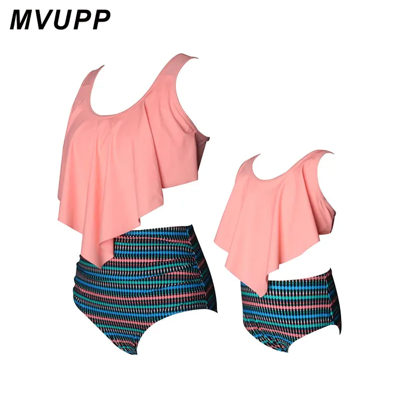 Одежда для мамы и девочки MYUPP купальники ребенка Цельный купальник в горошек