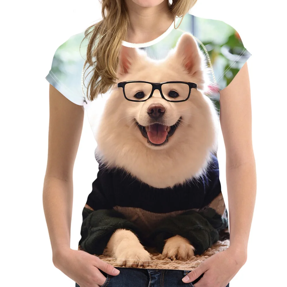 Noisydesigns Samoyed 3D Printed Female Short Sleeve T-shirts Cute Dog Design Women T Shirt Summer Tops Tees Camiseta Ceminina | Женская