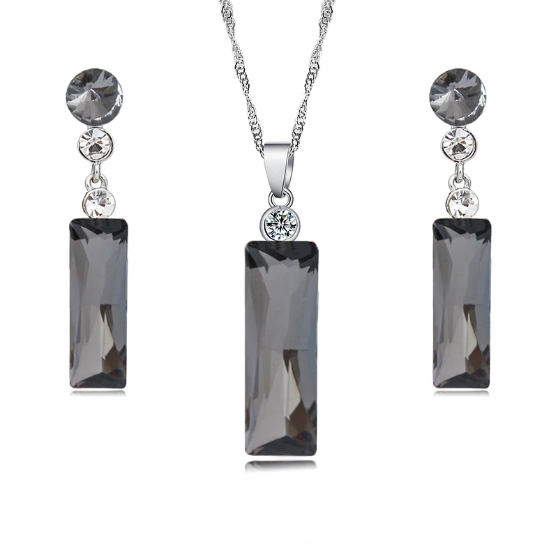 Новинка 2017 ювелирный набор с кристаллами модные длинные серьги-капли и ожерелье