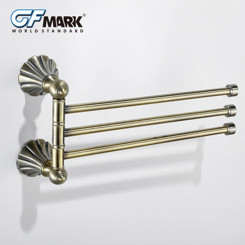 Античный держатель для полотенец GFmark регулируемый медный полки ванной бронзовый