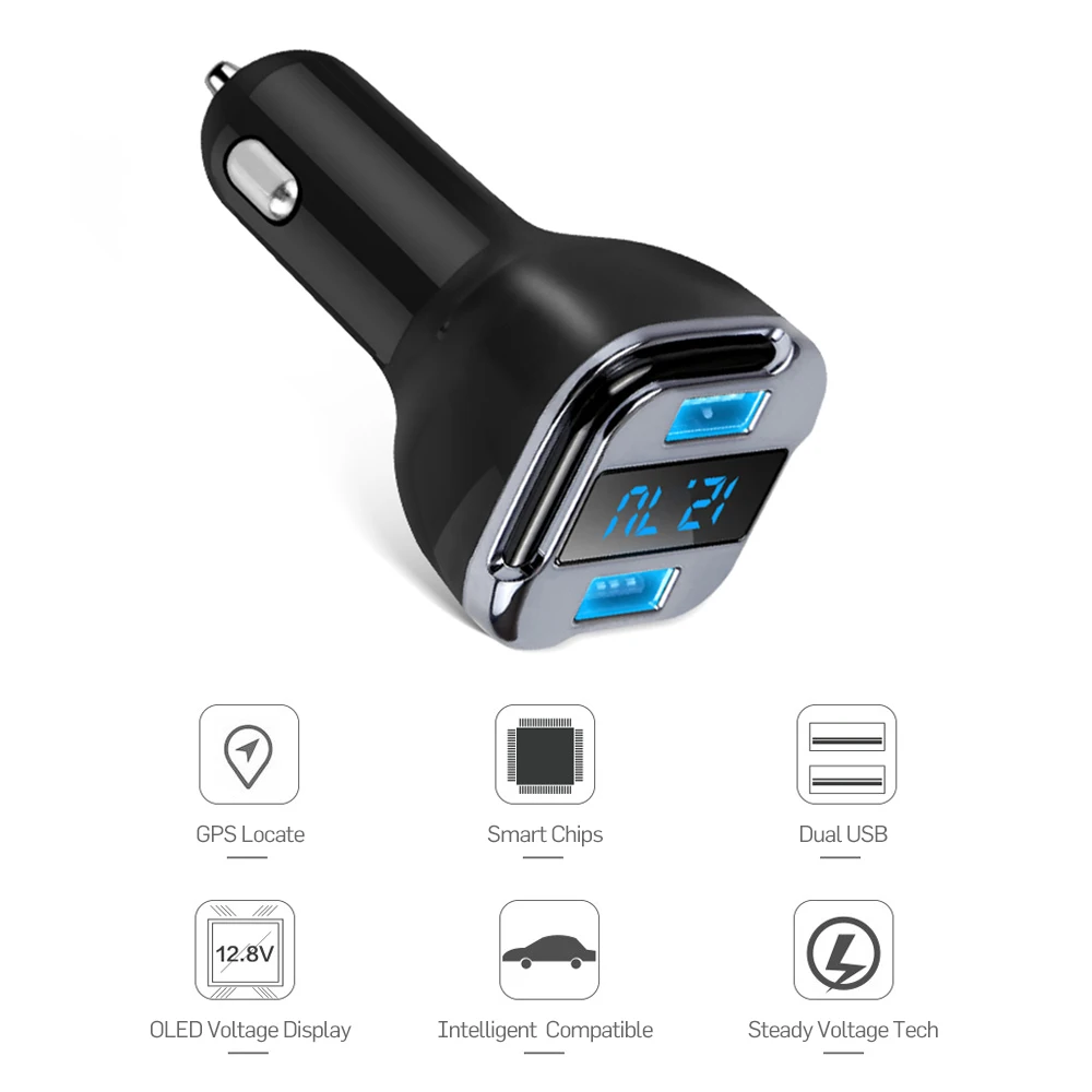 Автомобильное зарядное устройство с двумя USB автомобильный GPS трекер локатор для