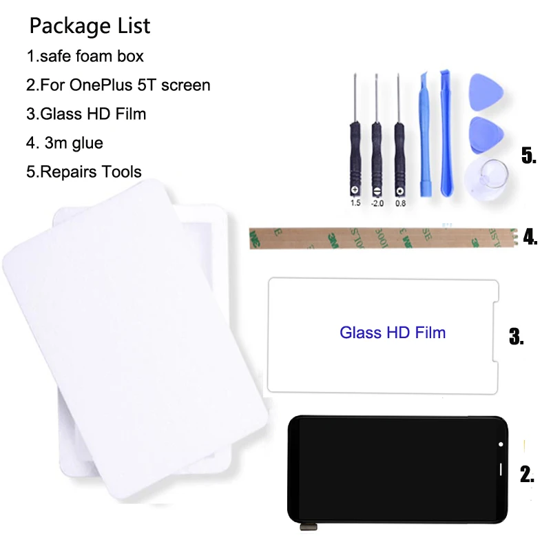 For Oneplus 5T LCD Display+Touch Screen Digitizer Assembly 6.01 inch 2160x1080P Five T | Мобильные телефоны и аксессуары