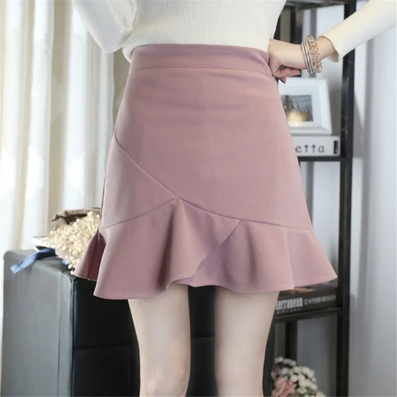 Neploe 2019 Осень Зима Новая короткая женская юбка высокая Талия Русалка оборки
