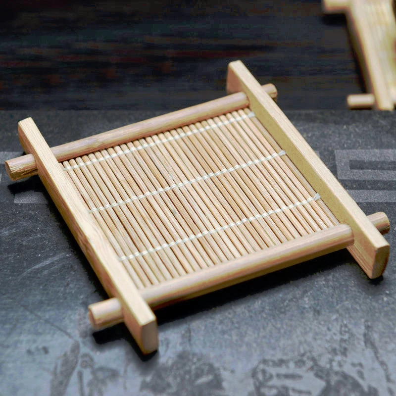 6 шт. комплект японский Винтаж бамбука кунг-фу Чай комплект Чай Кубок коврики Интимные Аксессуары Bamboo coaster обладатель Кубка Чай чашки лотки Tic-Tac-coaster