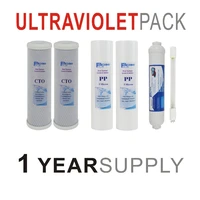 ultraviolet replacement filter set 6 filters with sediment pp 5micron x2 carbon block x 2 post carbon 6w uv bulb