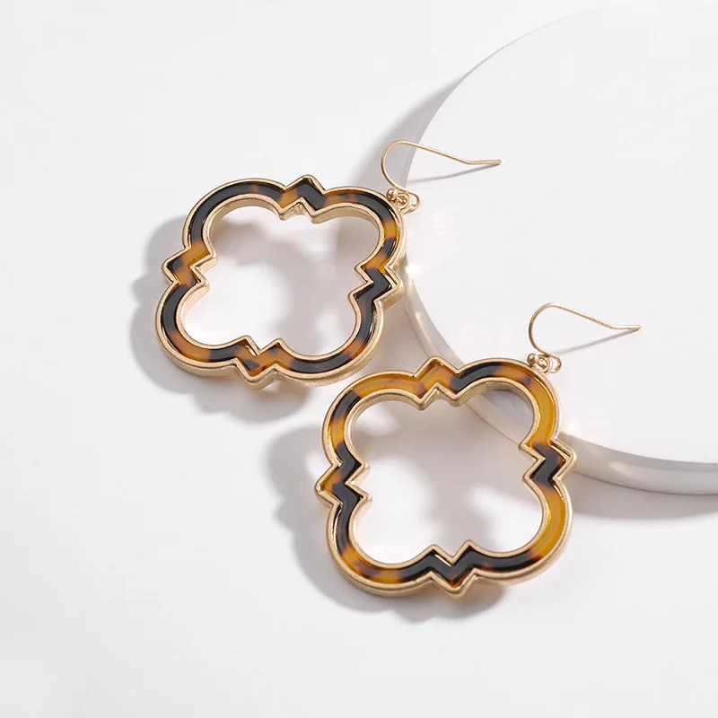 

Gold Polished Metallic Cut Out Hollow Magnolia Floral Dangle Drop Statement Earrings for Women Magnolia Drops Earrings