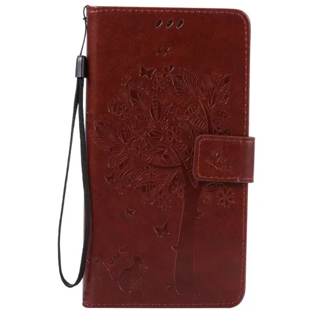Leather Case For Huawei Ascend Mate 8 Дерево Cat Pattern Флип PU бумажник Кожа + Кремния С Гнездами Для