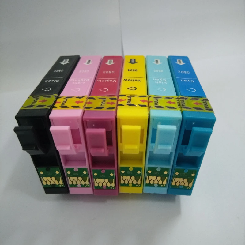 Einkshop 1 комплект T0801 патрон чернил для принтера Epson T0806 Stylus P50 T59 R265 270 285 290 360 730WD 800FW 810W