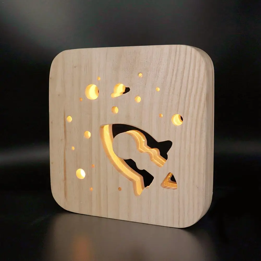 Инновационная настольная лампа USB источник питания ночник деревянные звезды