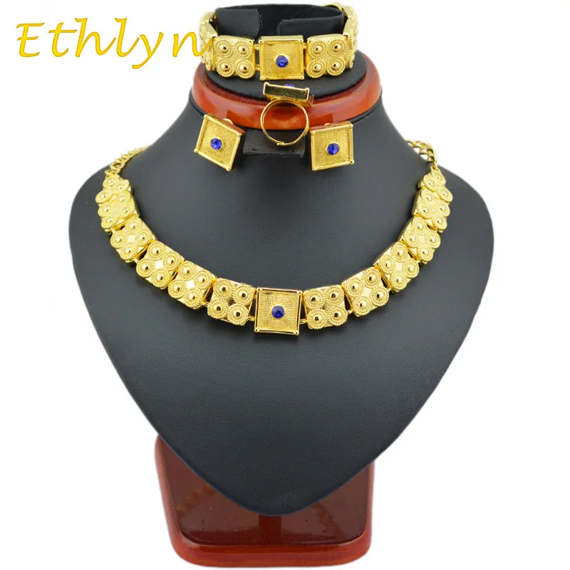 

Ethlyn gold Eritrean jewelry sets gold Color chain/bracelet/ring/earring jewelry sets for Ethiopian & Eritrean Women S281