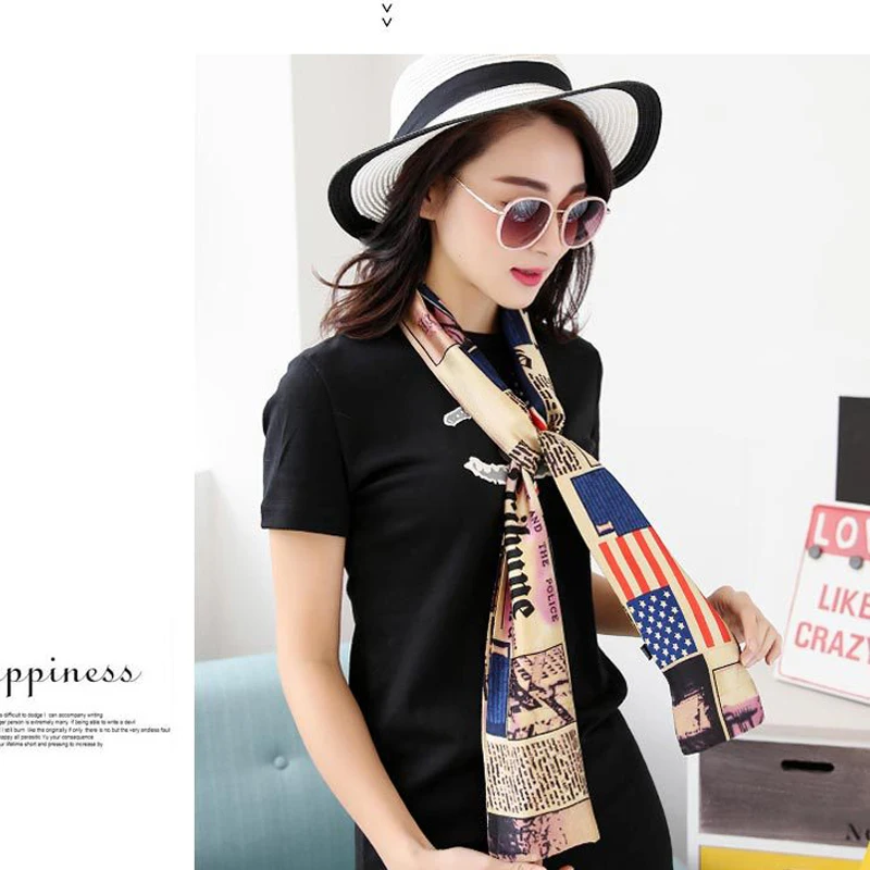 Летняя длинная Узкая сумка в полоску маленькие полотенца галстук газетный шарф