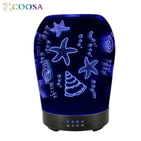 coosa beautiful 3d glass jellyfish pattern air humidifier 100ml aroma diffuser 7 led color changing cool mist maker for bedroom