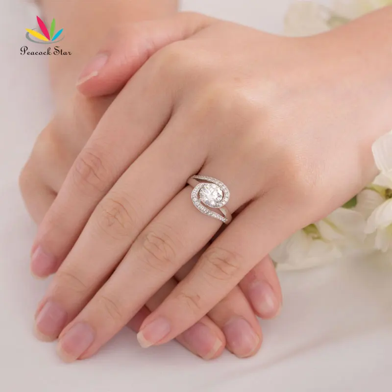 Павлин звезда Твист Curl 925 Серебряная свадьба Обручение Ring 1.25 ct обещание Юбилей cfr8245