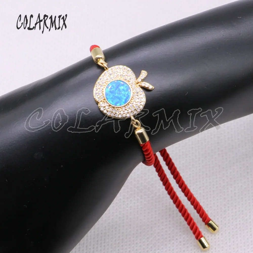 Wholesale 6 Pcs Micro pave zircon with colorful stone Apple charms bracelet wholesale Jewelry gift for lady 4310 | Украшения и