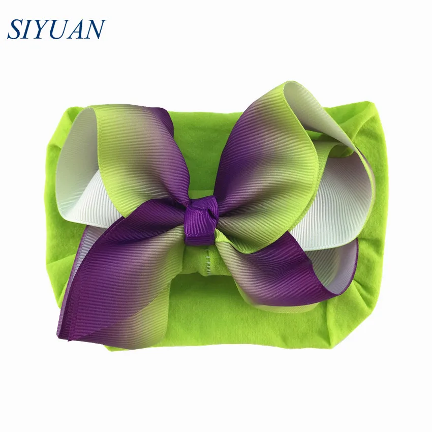 18 30pcs/lot Summer Style Soft Nylon Elastic Headband with 4.6 inch Grosgrain Ribbon Hair Bow Girl Hairband 35C Available HB089 - Цвет: 18