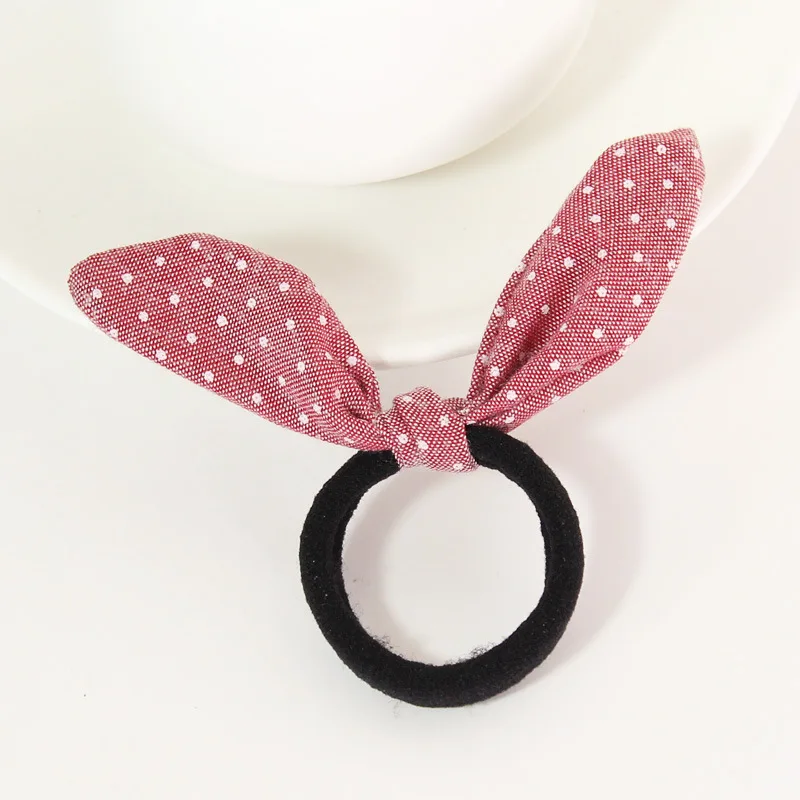 

Women Hair Accessories Ponytai Decor Elastic Hair Bands with Rabbit Ear Fabric Knitted