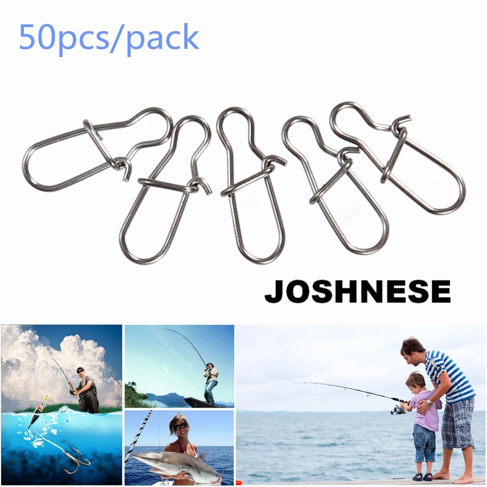 JOSHNESE 50 шт. нержавеющая сталь крюк замок защелки вращающиеся твердые кольца безопасности защелки разъем для рыболовных крючков высокое качество