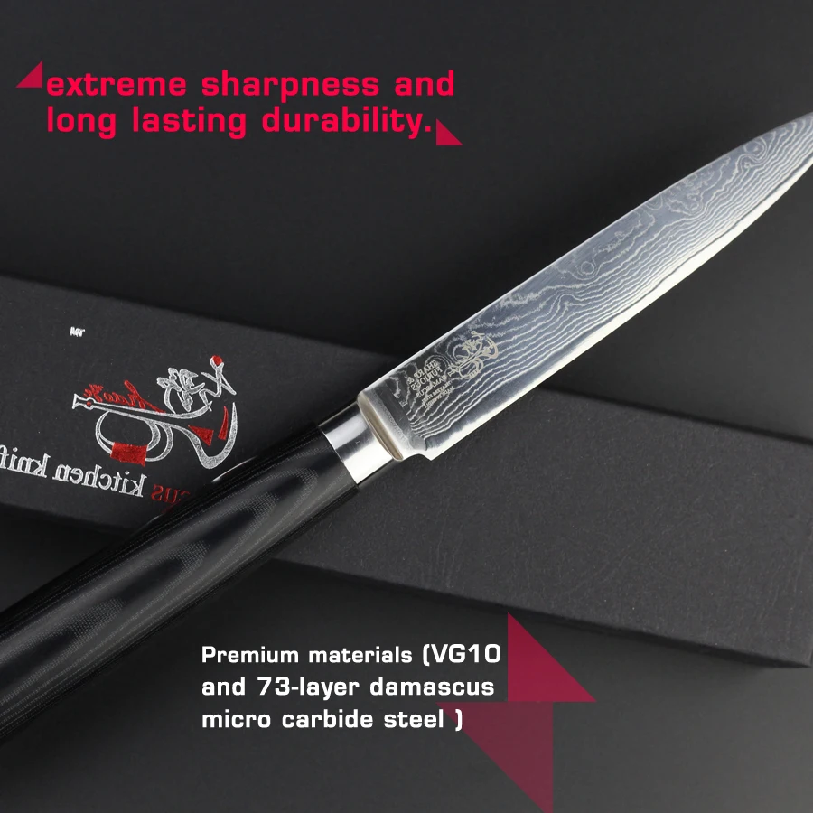 5 &quotдюймовый утилита ножей Дамаск кухонный нож VG10 из нержавеющей стали японский