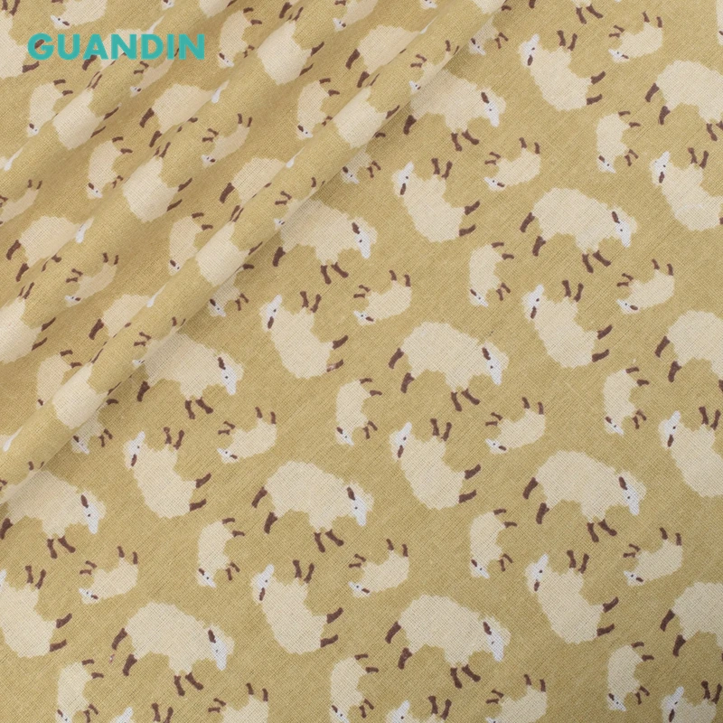 Фото GUANDIN простая хлопковая льняная ткань с принтом половина метра диван занавеска