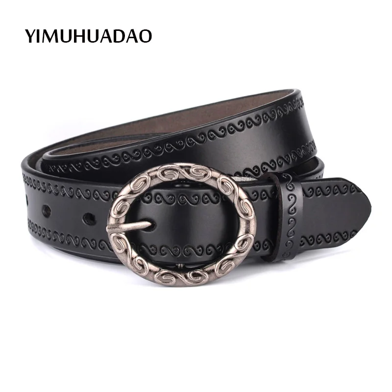 Fashion female genuine cow leather belt high quality belts with vintage pin buckle for ladies customized women's waistband . |