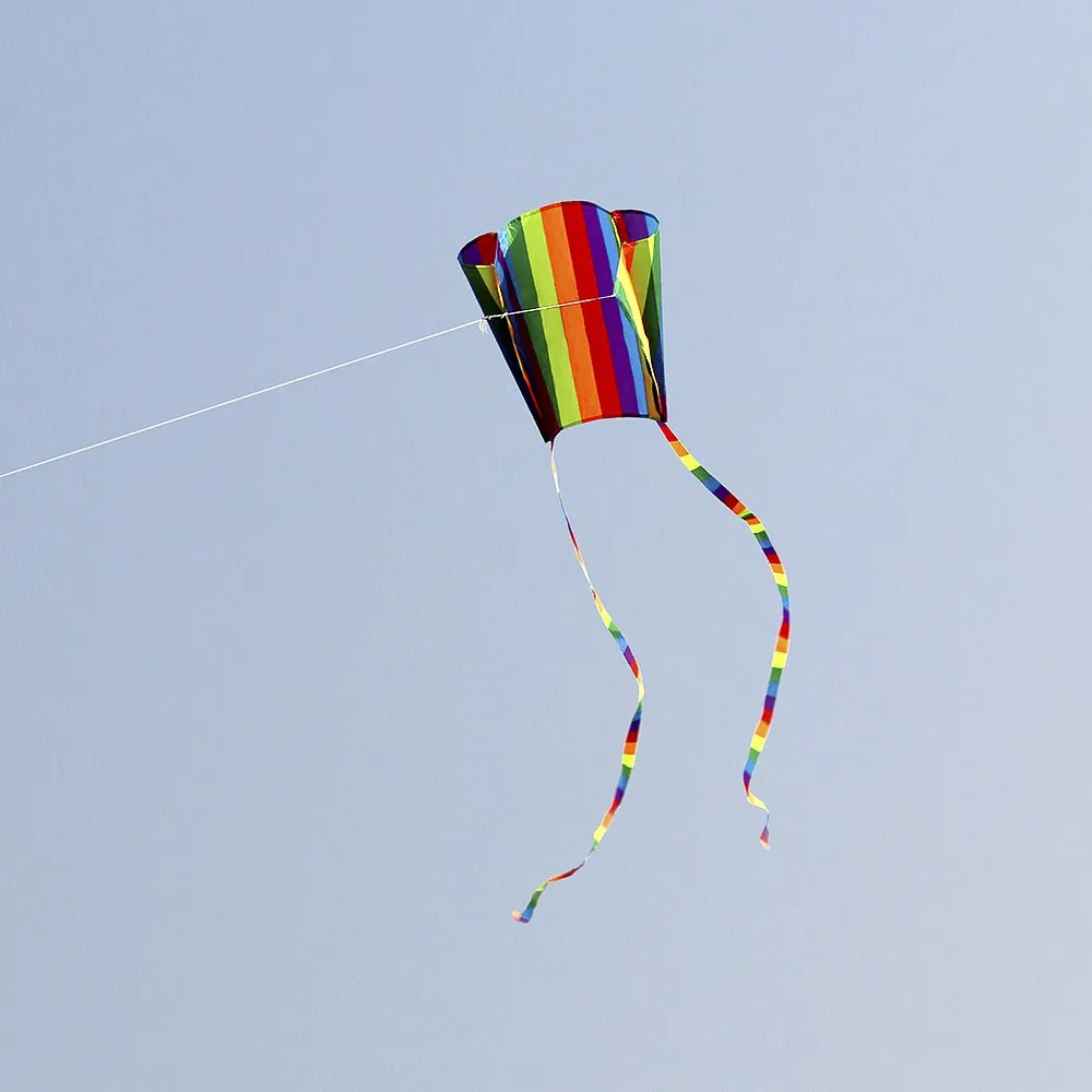 New Colorful Parafoil Kite with 200cm Tails 30m Flying Line Outdoor Soft Fly Toys for Children Girls Boys Gift Tool | Спорт и