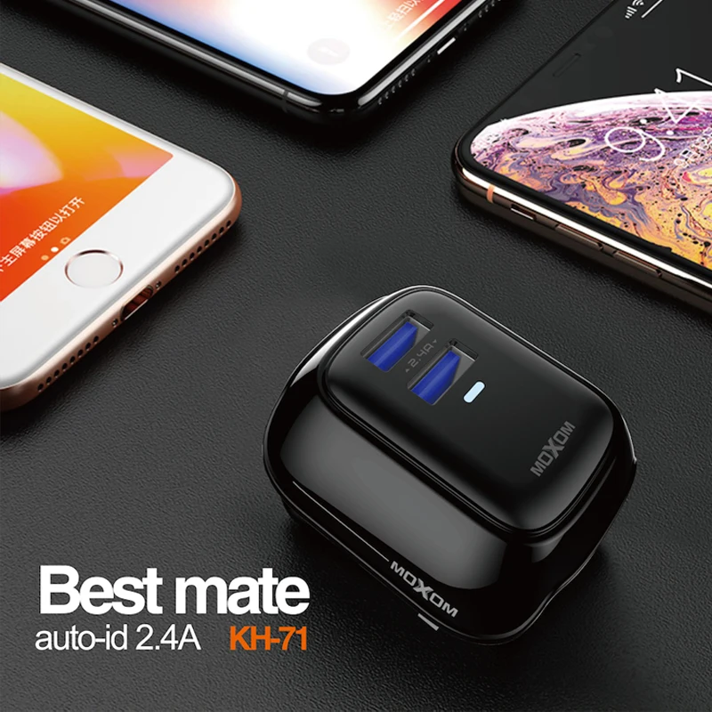 MOXOM USB Charger UK Plug 2.4A Double Travel Wall Adapter Smart Mobile Phone For iPhone Samsung Xiaomi | Мобильные телефоны и